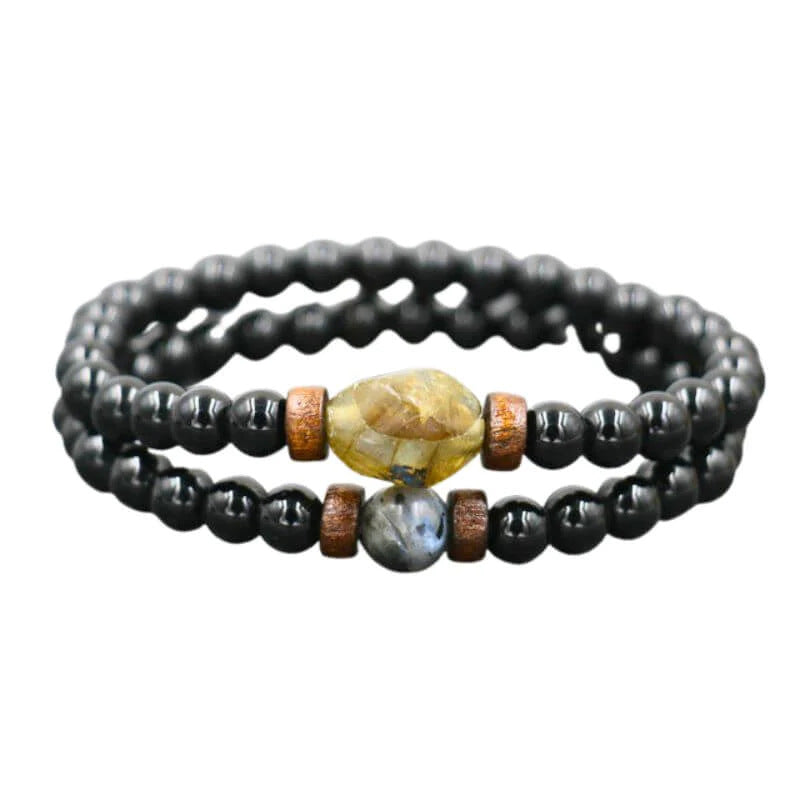 European and American Popular Natural Stone Beaded Bracelet Red Wood Grain Round Bead Stone Bracelet Wholesale