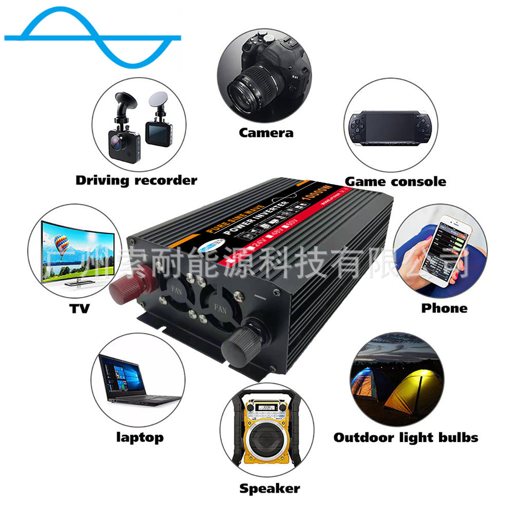 Pure Sine Wave Inverter Car Converter Car Inverter Power Supply DC12V/24V Turn AC110V/120V