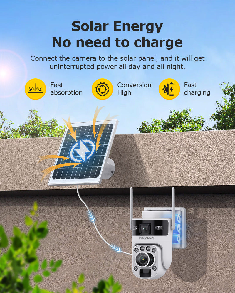 4G Solar-powered Camera6MP High Definition Full Color Dual Lens Dual Screen20X Zoom Solar Camera