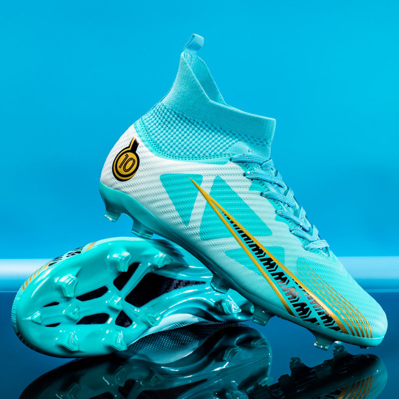 World Cup Football Shoes Men's High Top Long Spike Lawn Broken Spike Youth Student Competition Training Shoes