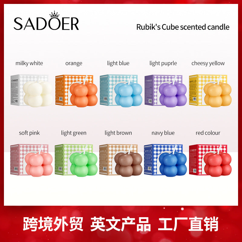 Magic Cube Scented Candle SADOER Celebration Birthday Party Multicolor Birthday Candles Cross-Border Wholesale