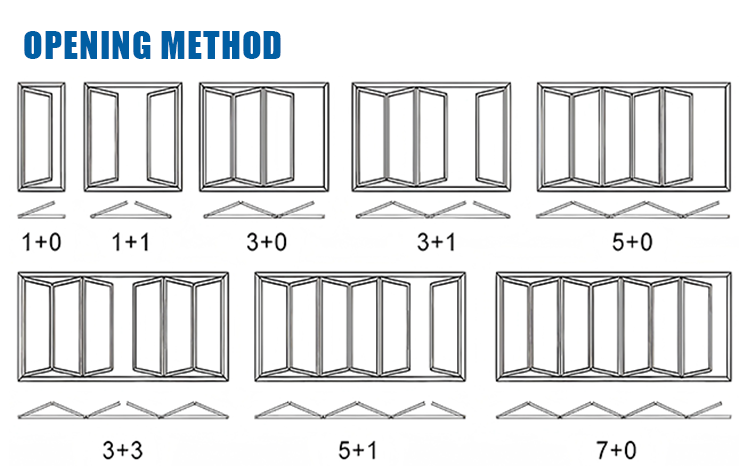 Exterior Accordion Kitchen Bi Fold Door Aluminum Glass Folding Doors for Veranda