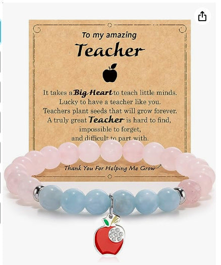 European and American Fashion Pink Zebra Heart Pendant Bracelet Handmade Beaded Christmas Gift Card Pink Zebra Bracelet