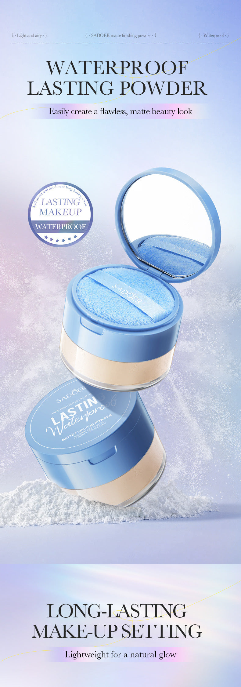 Matte Concealer Powder15g SADOER Contouring and Setting Powder for Makeup Wholesale Cross-Border Trade