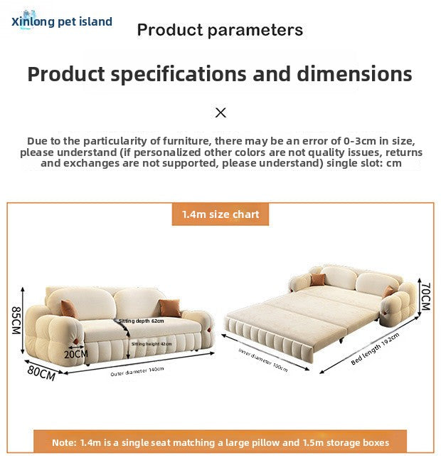 New Velvet Sofa Bed Two-in-One Multi-Functional Pull-Out Foldable Storage Small Apartment Balcony New Model