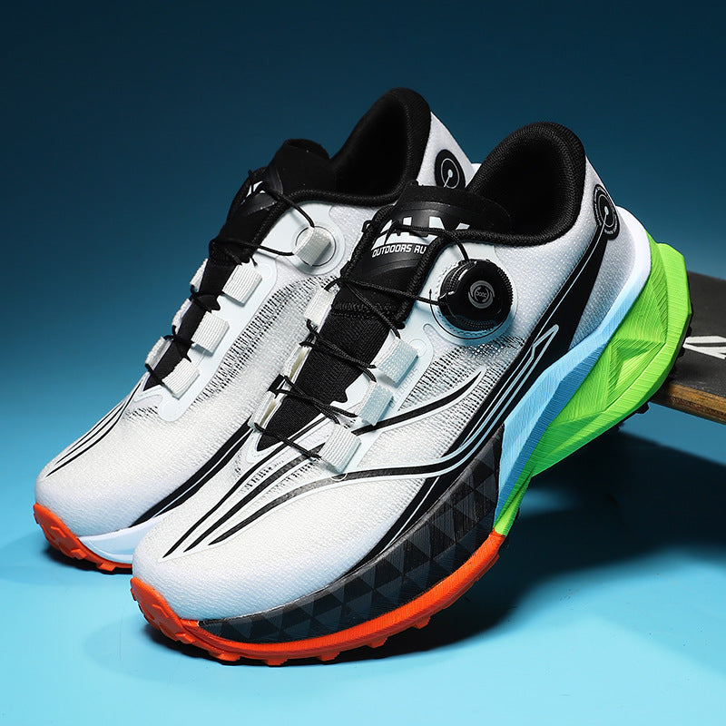 Full Palm Carbon Plate Sports Running Shoes Double Layer Popcorn Outdoor Trail Running Shoes Marathon Men's and Women's Shoes