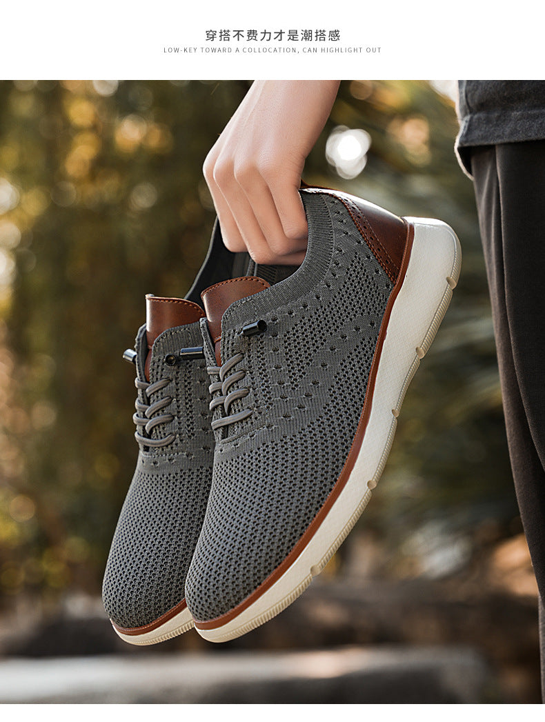 Foreign Trade Large Size Men's Shoes Lightweight Casual Sports Shoes Breathable Flyknit Mesh Loafers One-Piece Dropshipping Fashion Versatile