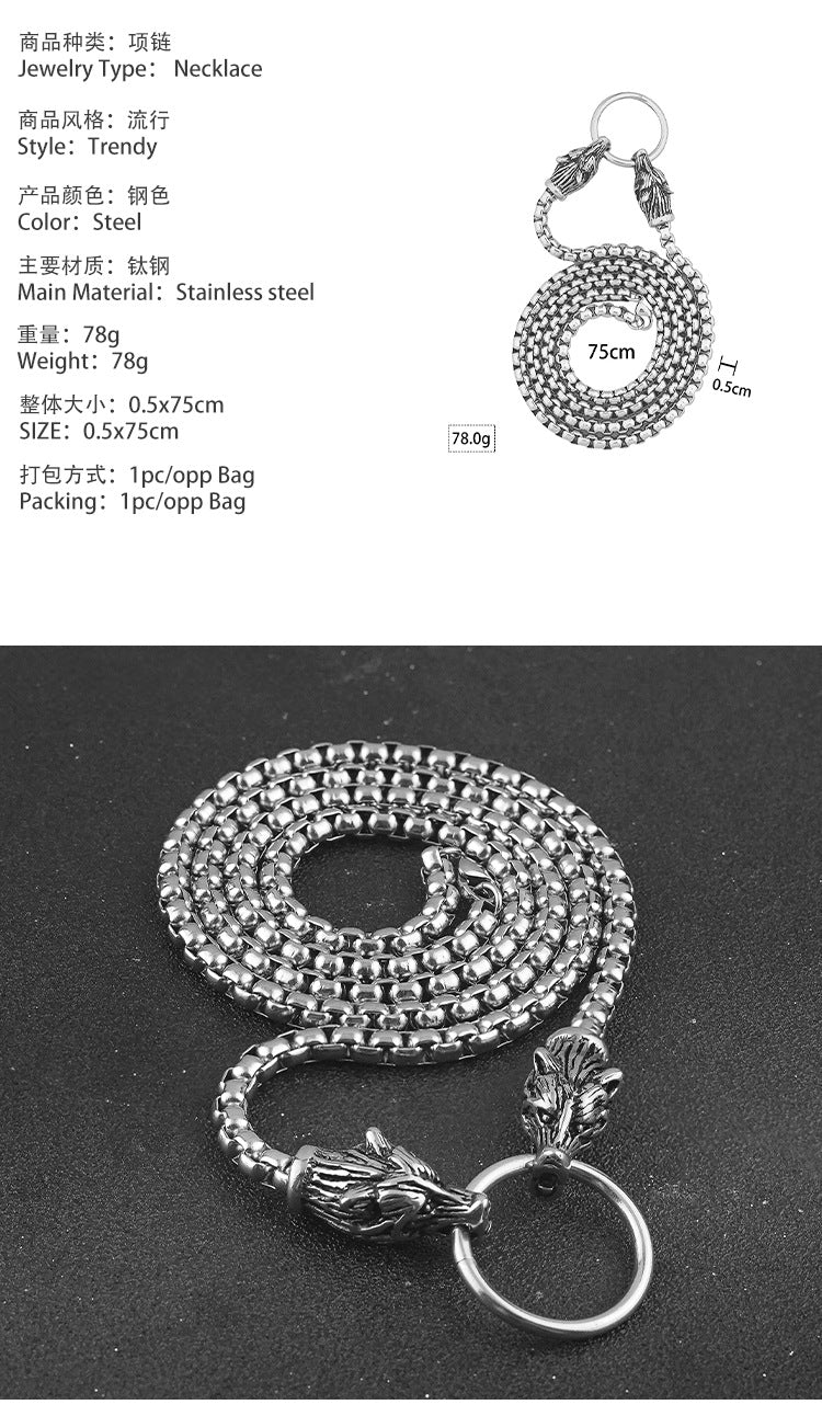 Viking Stainless Steel Wolf Head Odin Warrior Cross Pendant Necklace AliExpress Exclusive for Men Titanium Steel