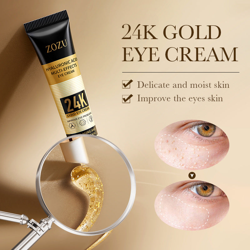 24K Gold Eye Cream ZOZU Hyaluronic Acid Hydrating and Moisturizing Eye Cream for Eye Wrinkles Cross-Border Wholesale