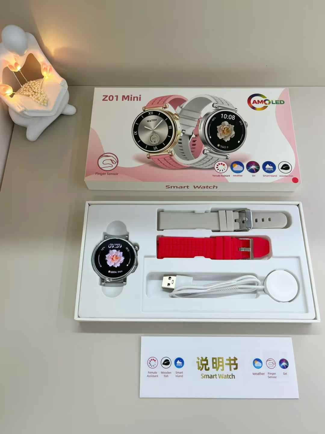 Z01 Mini Smart Watch Bluetooth Call True Heart Rate Step Sleep Monitoring Exquisite Ladies Outdoor Sports