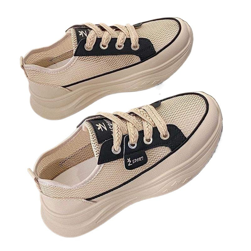 Hollow out2025Summer Dad Shoes Versatile Student Mesh Breathable Thick-Soled Casual Sneakers for Women