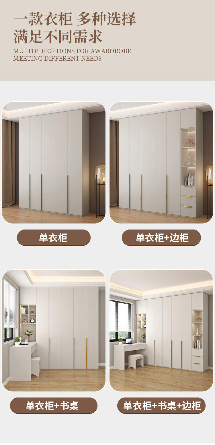 Cream Style Solid Wood Wardrobe Modern Simple Bedroom Storage Cabinet One Door to Ceiling Economical Small Apartment Home Large Wardrobe