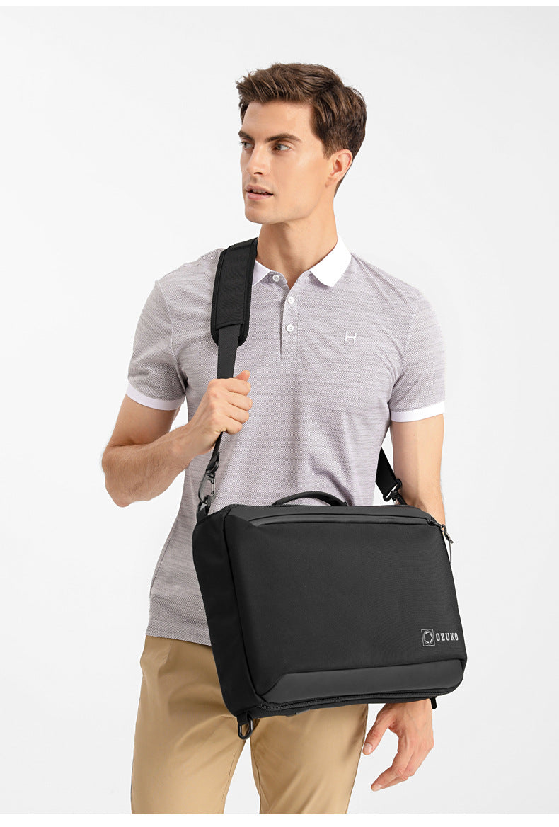 OZUKO Business Backpack Double Shoulder Laptop Bag for Men Lightweight Handheld College Student Commuting Waterproof Notebook Backpack