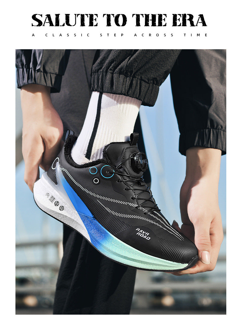 Red Rabbit8PRO Real Explosive Carbon Plate Youth Racing Leather Surface Fleece-Lined Warm Running Shoes for Men and Women with Rotating Buckle Sports Shoes