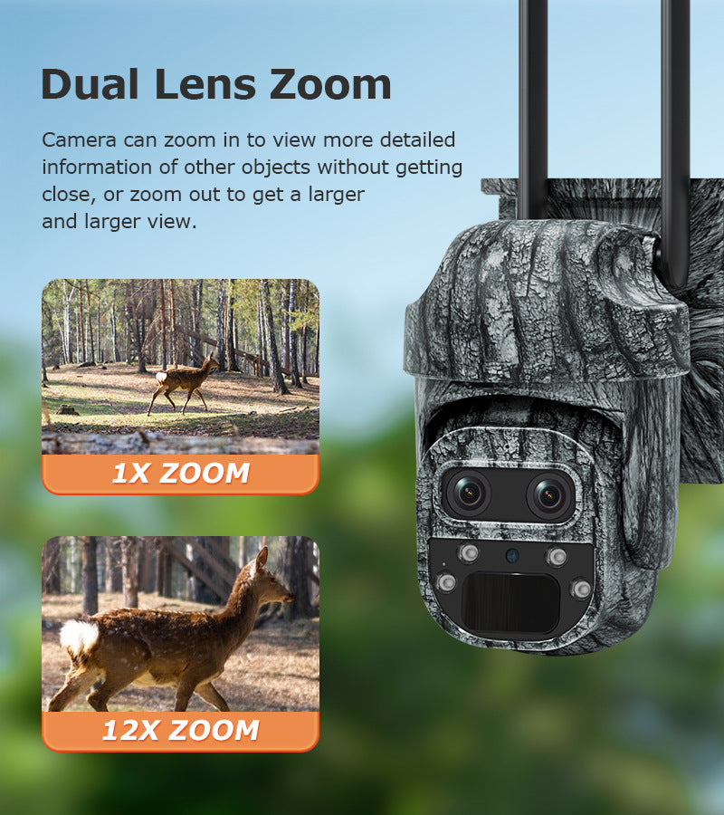 Exclusive Supply600Wan HD Night Vision Camera Low Power Consumption4G Solar Camouflage Camera12Zoom