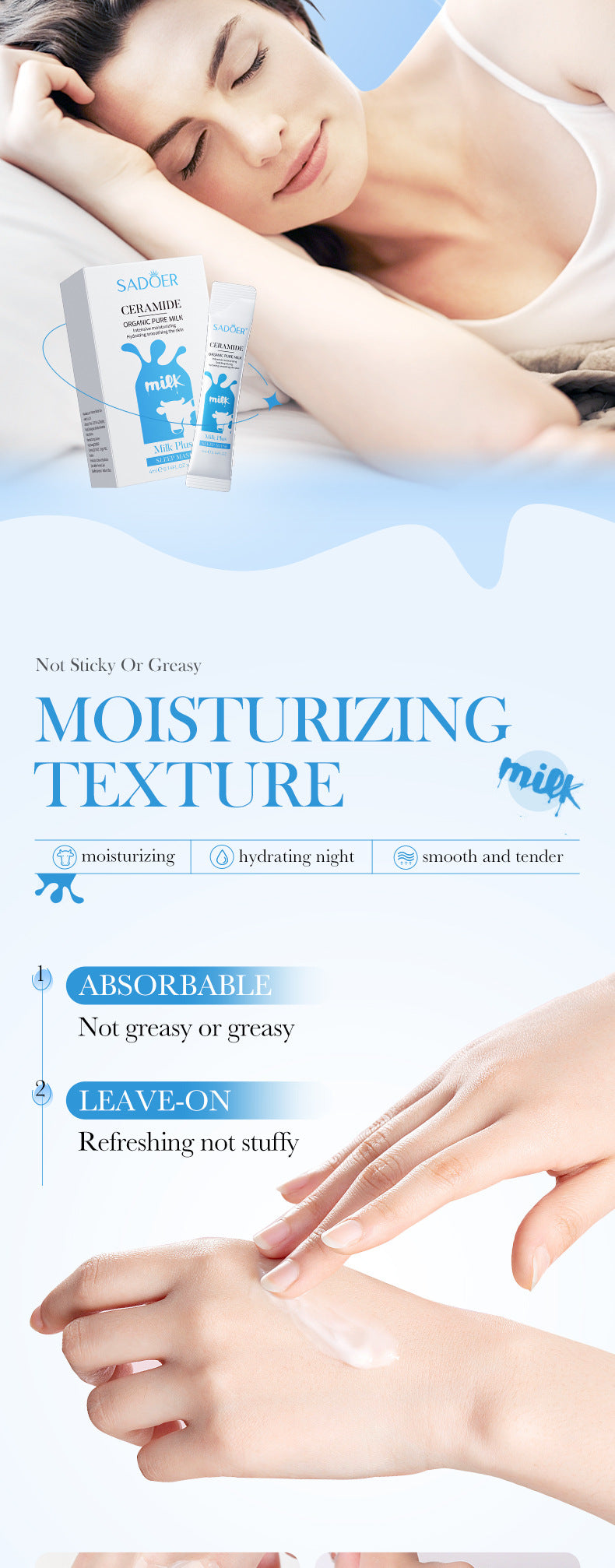 Milk Sleeping Mask SADOER Ceramide Mask Skin Rejuvenation Moisturizing Mask Cross-Border Wholesale