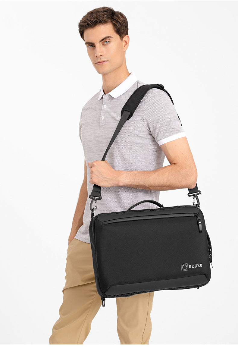 OZUKO Business Backpack Double Shoulder Laptop Bag for Men Lightweight Handheld College Student Commuting Waterproof Notebook Backpack