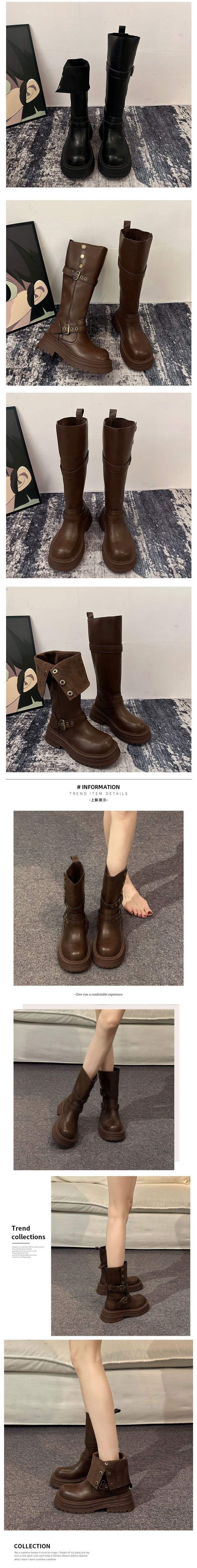 Vintage Long Boots2025Autumn and Winter New Thick Bottom British Fashion
