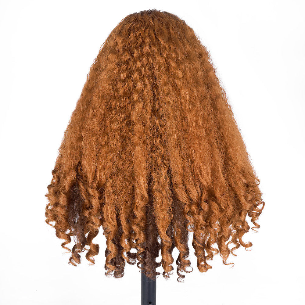 Ginger Orange V part Yaki Wig  Synthetic  Wig Cross-border African Synthetic Fiber Fake