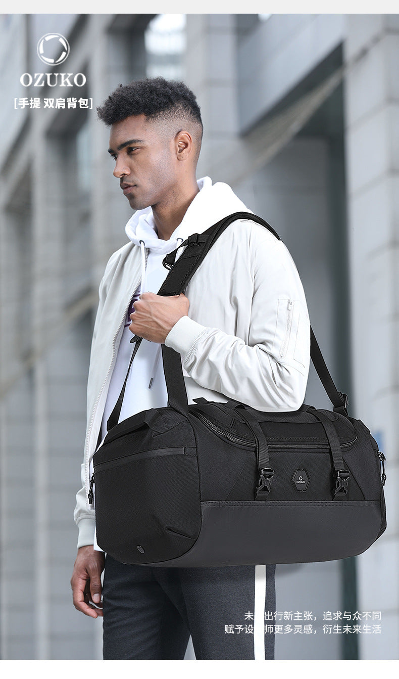 New Men's Travel Bag Large Capacity Sports Fitness Bag Waterproof Handheld Multifunctional Short Trip Backpack Yoga Bag