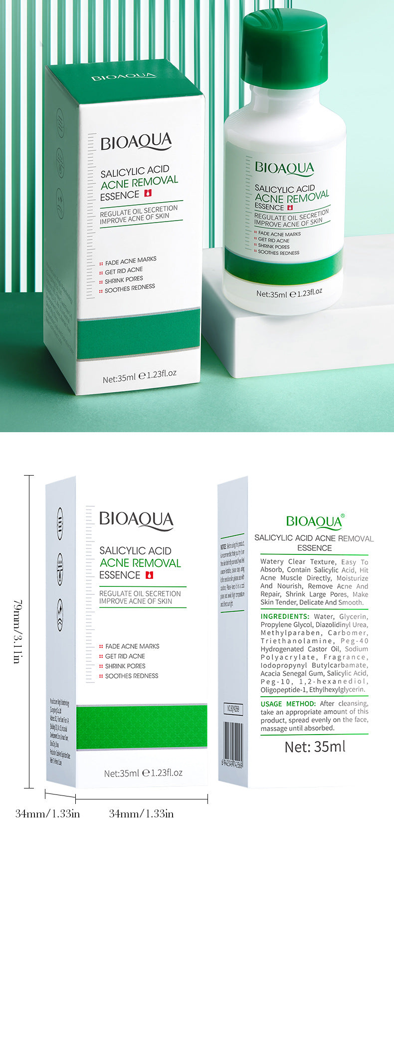 Full English Essence Serum35ml BIOAOUA Salicylic acid moisturizing and hydrating  wholesale