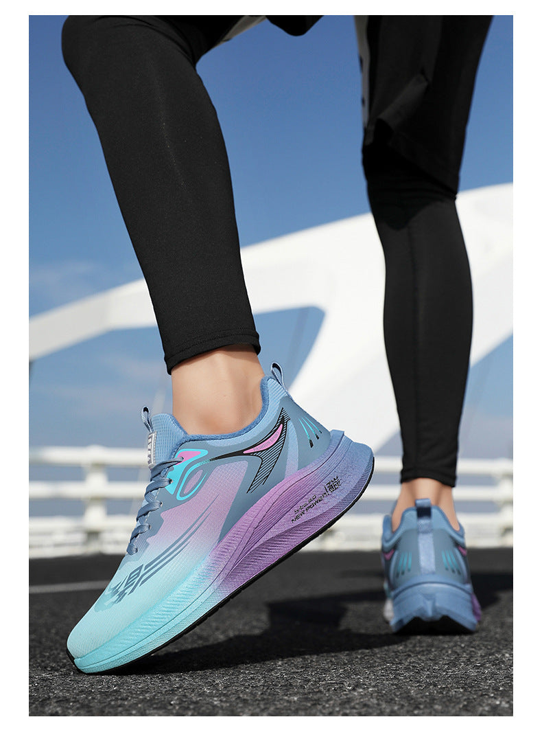 2025Winter New Leather Waterproof Couple Sports Shoes Popcorn Carbon Plate Fleece Lined Thickened Soft Sole Running Shoes