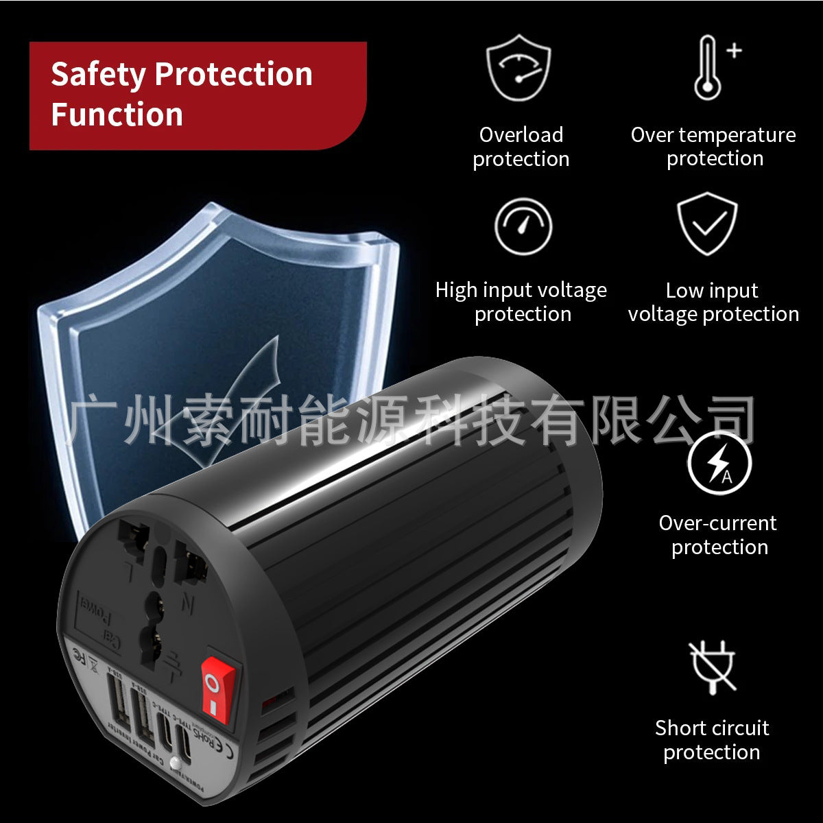 Hot Selling Car Inverter200W 12V Turn110V220V Double USB Type-C Cup Type inverter
