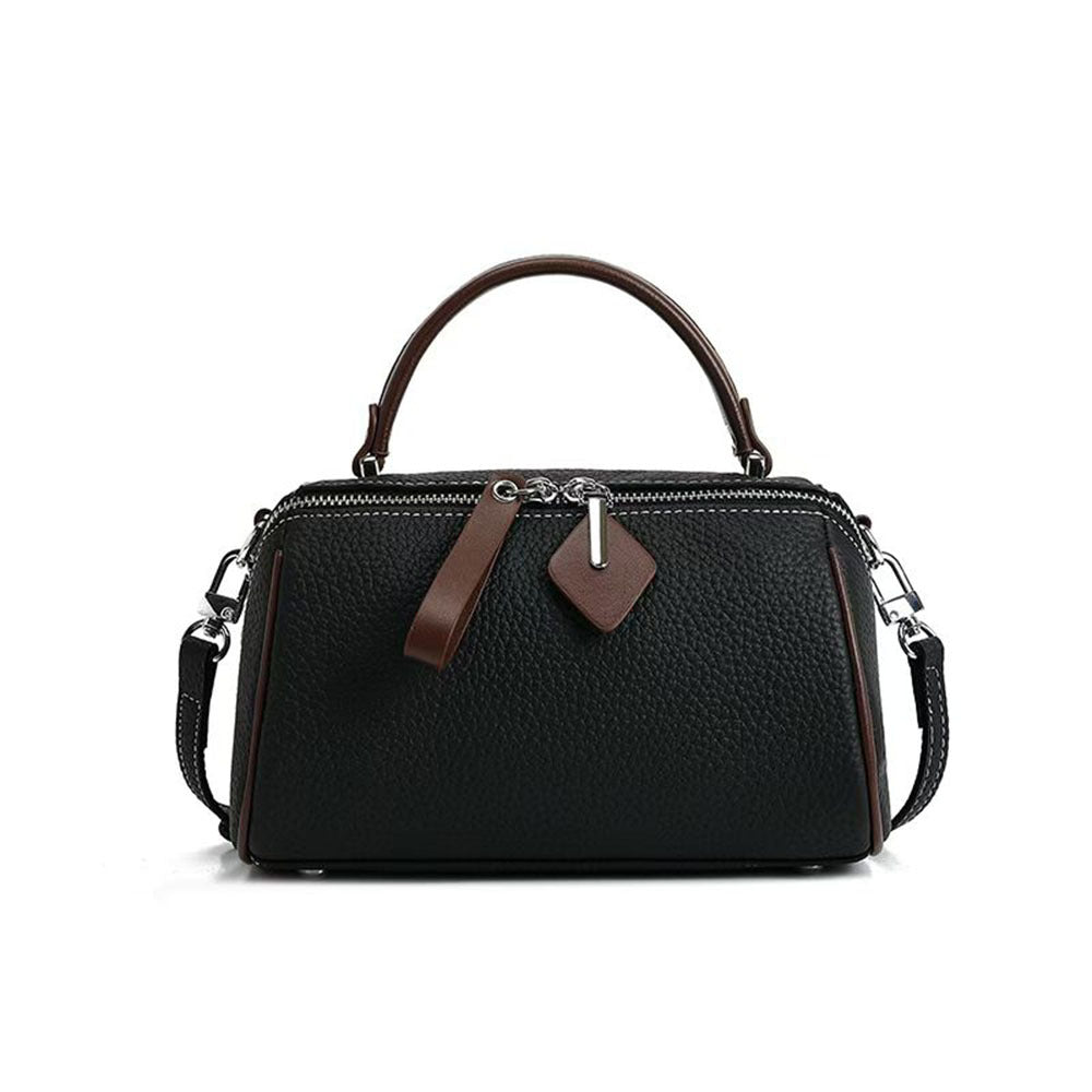 Niche Color-Block Genuine Leather Handbag for Women2025New Fashion Versatile Pillow Bag Stylish Single Shoulder Crossbody Bag