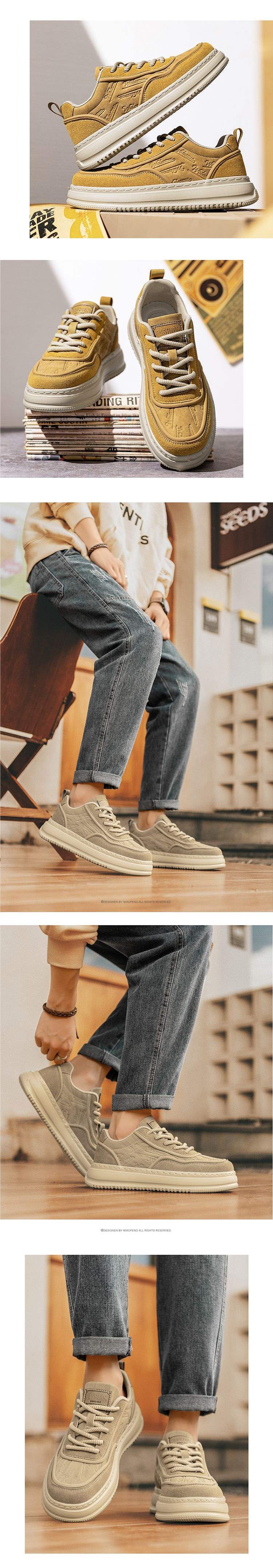 Men's Shoes2025New Summer Breathable Men's Work Height-Increasing Leather Shoes Sports Casual Versatile Thick-Soled Sneakers