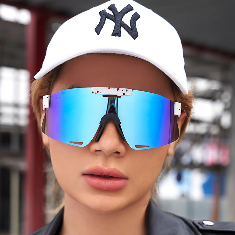 New European and American Style Colorful Outdoor Cycling Windproof Sunglasses for Men and Women Integrated Sports Sun Protection Sunglasses