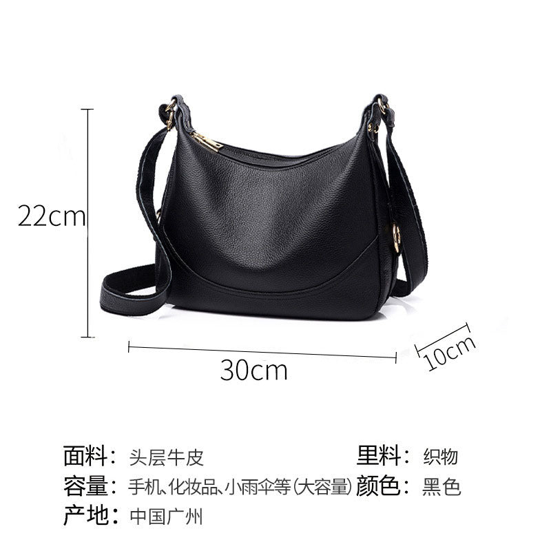 Genuine Leather Crossbody Bag for Women2025Versatile Soft Top Layer Cowhide Large Capacity Shoulder Bag for Middle-aged Moms, Light Luxury Style