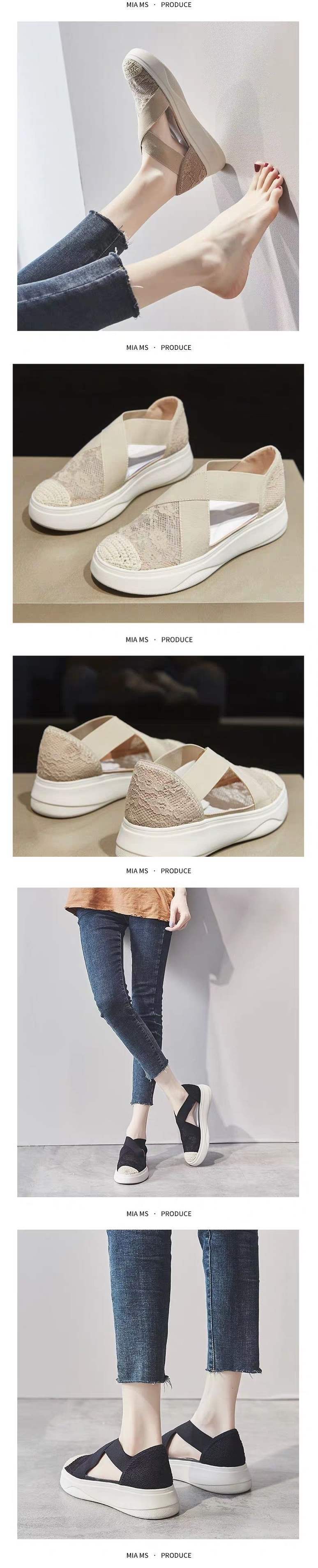 Women's Summer Fisherman Shoes2025New Trendy Hollow Breathable Thick-Soled Platform Shoes Slip-On Loafers Single Shoes