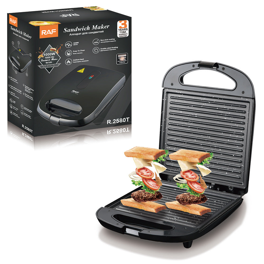 RAF European Standard Sandwich Maker Breakfast Machine Double-Sided Heating Multi-Functional Toast Waffle MakerＲ2580T