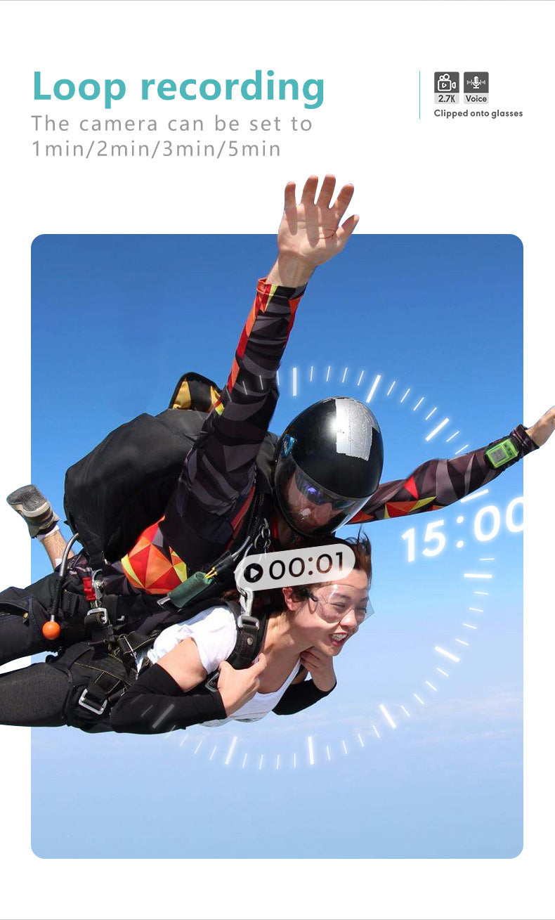 New2K HD Eyewear Head-Mounted Recorder Video Device Portable Life Camera Outdoor Sports Camera