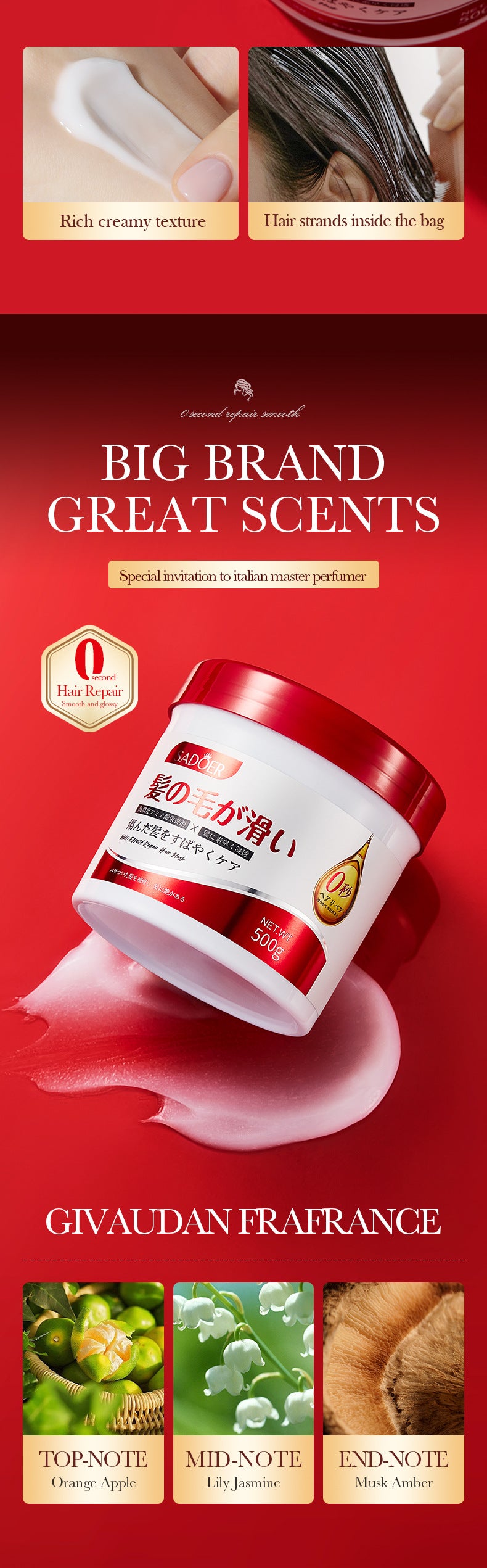 Full English Nourishing Hair Mask500gSADOER0Repair Smooth Moisturizing Nutritional Hair Conditioner Wholesale