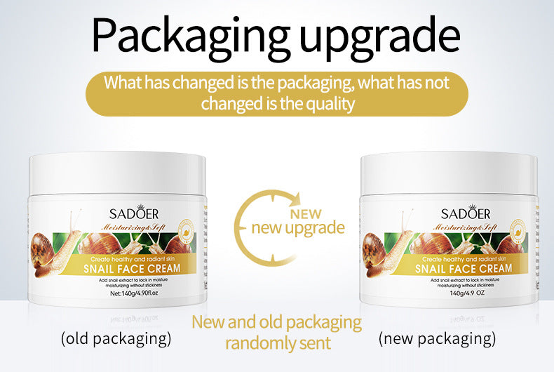 Snail Cream140g SADOER Hydrating Moisturizing and Nourishing Skin Rejuvenation Cross-Border Foreign Trade Live Wholesale