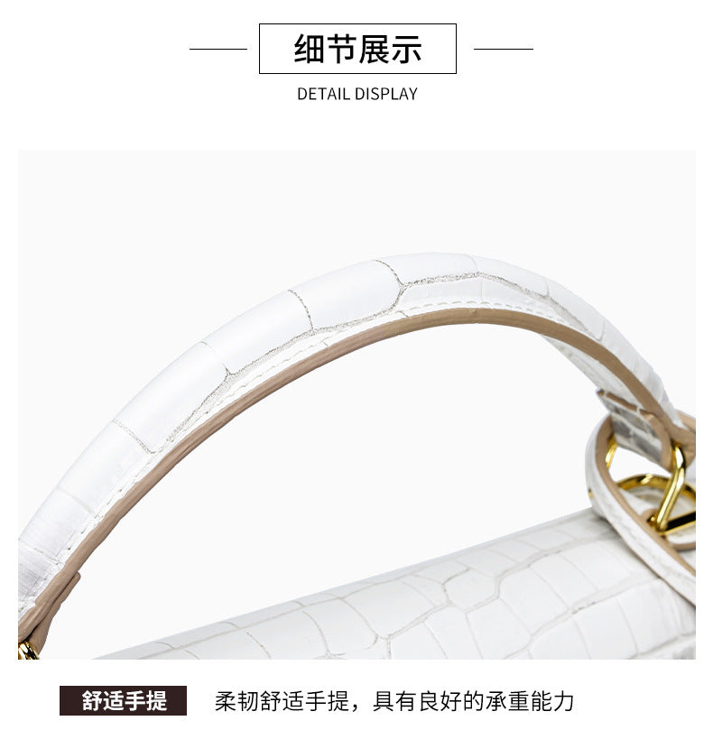 European and American Crocodile Pattern Kelly Bag Large Capacity Light Luxury Fashion Single Shoulder Crossbody Bag Versatile Niche Handbag for Women