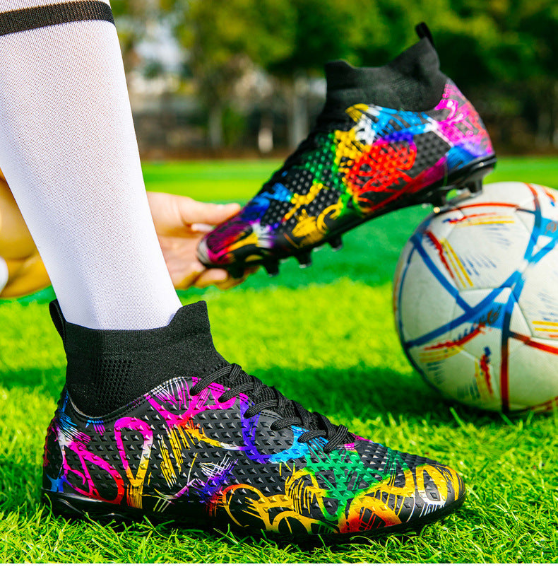 Youth Football Shoes Men and Women Long Spikes Adult Professional Sports Training Shoes Artificial Grass Non-Slip Wear-Resistant Competition Shoes