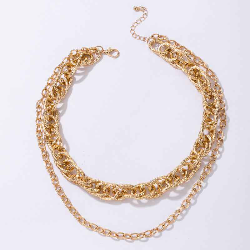 European and American Ornament Fashion Hip-Hop Short Thick Chain Geometric Necklace Metal Exaggerated Necklace