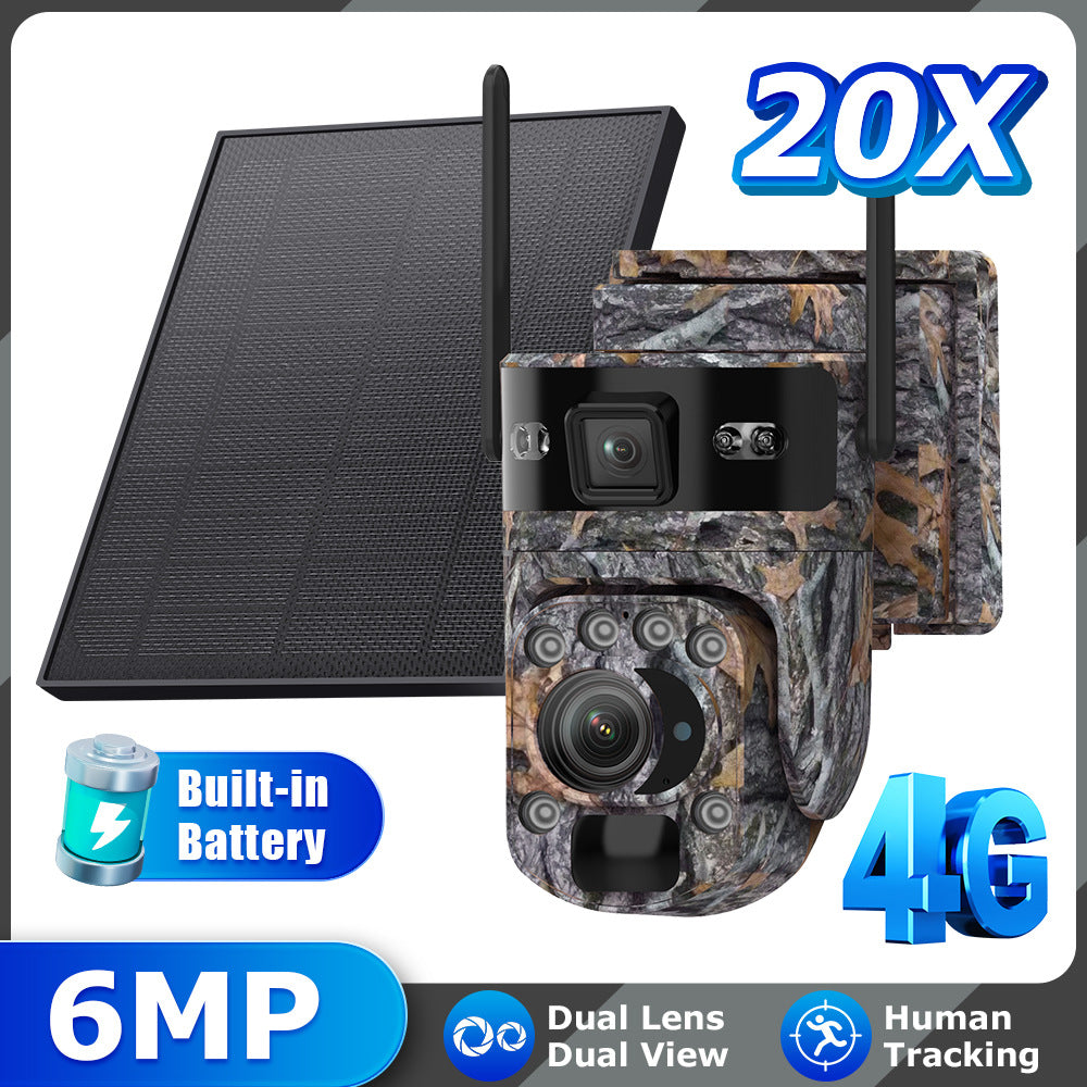 Specially designed for the new bush camouflage pattern4G Solar-powered Camera6MP Hd202x Zoom Surveillance Camera