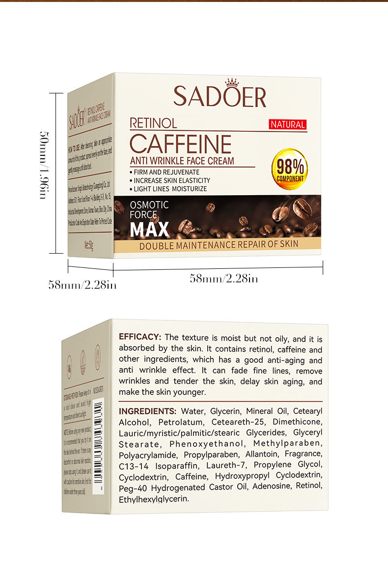 Full English Retinol Caffeine Face Cream50g SADOER Hydrating Moisturizing Cream  Wholesale