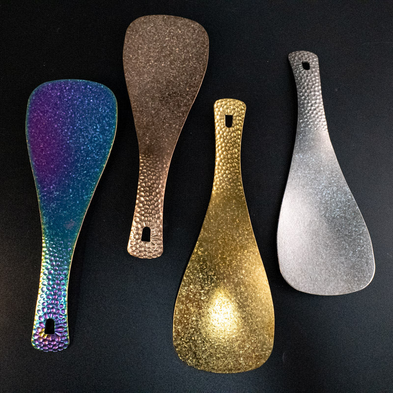 High-end Pure Titanium Rice Spoon Luxury Mildew-proof Rice Shovel Antibacterial Rice Shovel Hammer Pattern Rice Serving Spoon Rice Spoon Kitchen