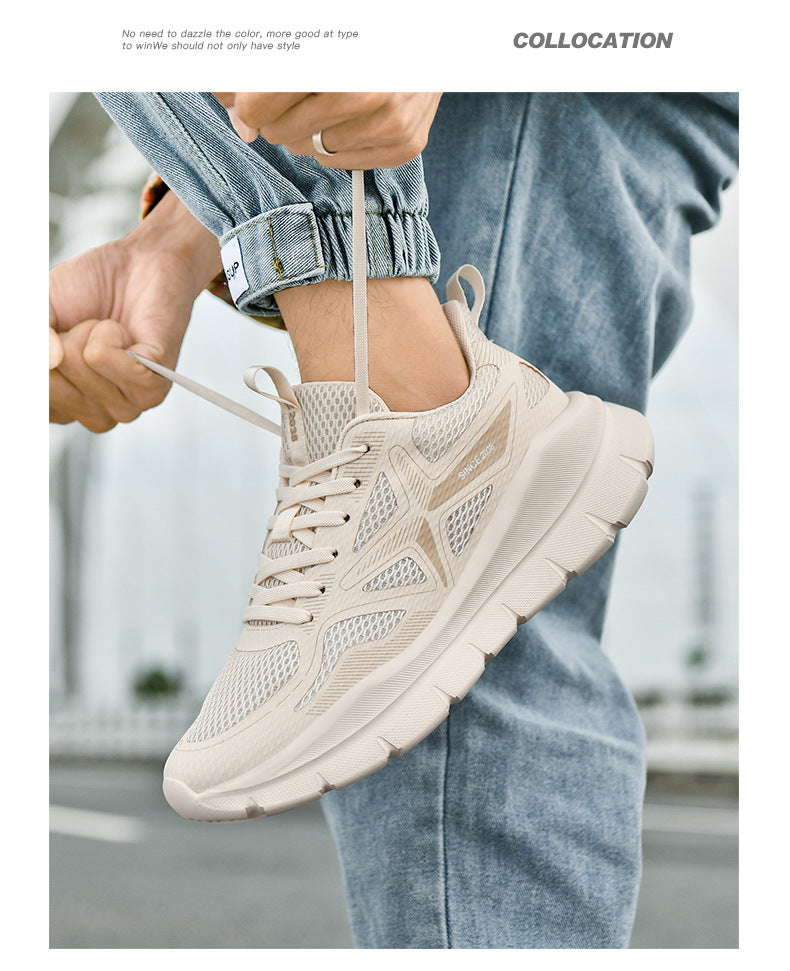 New Thick-Soled Racing Sports Shoes for Middle School Students, High Elastic Running Shoes for Men and Women, Breathable Flyknit Mesh Shoes for Couples