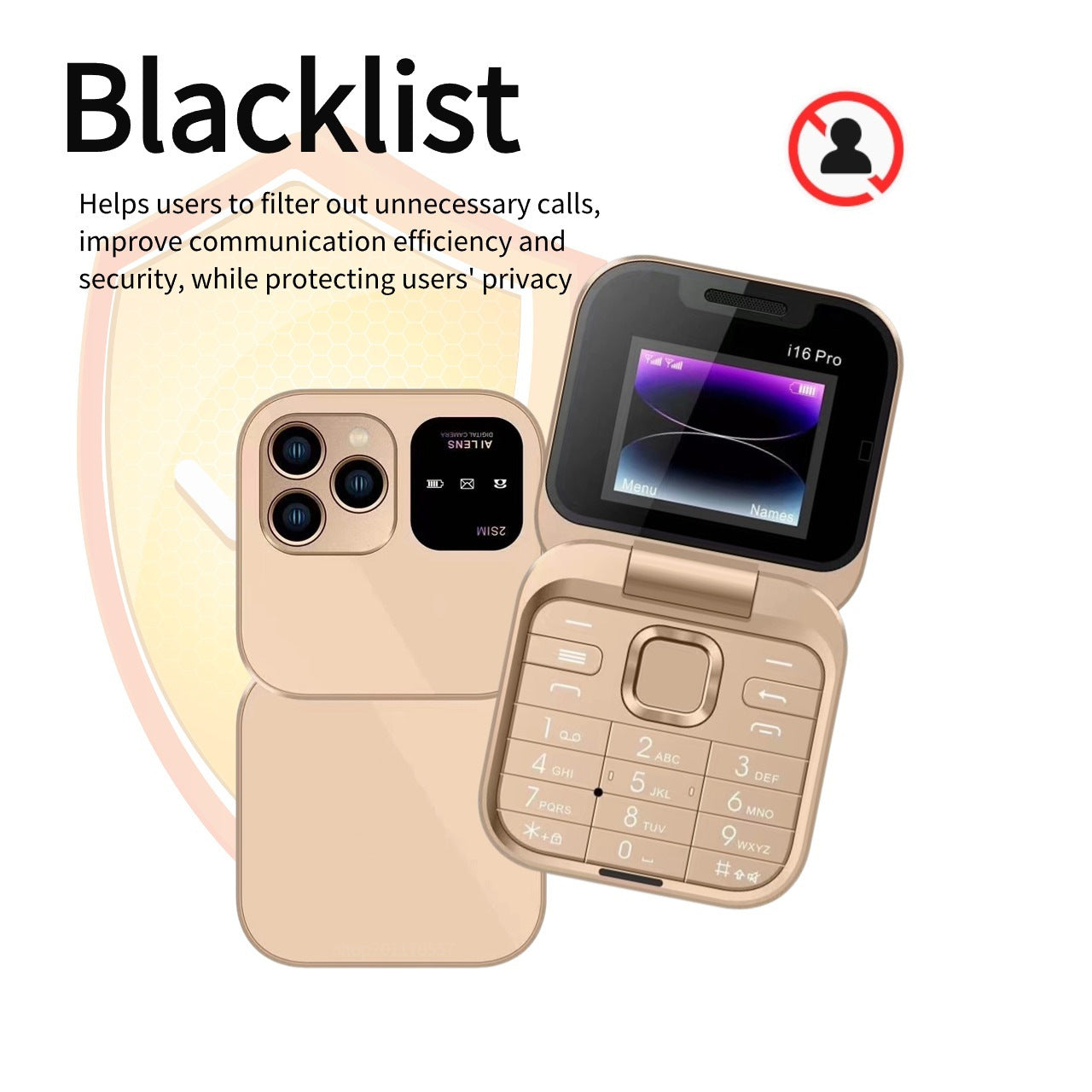 Mini Foldable Feature Phone Flip Cover Elderly Button Phone Pocket Women's Personalized Phone Backup Phone