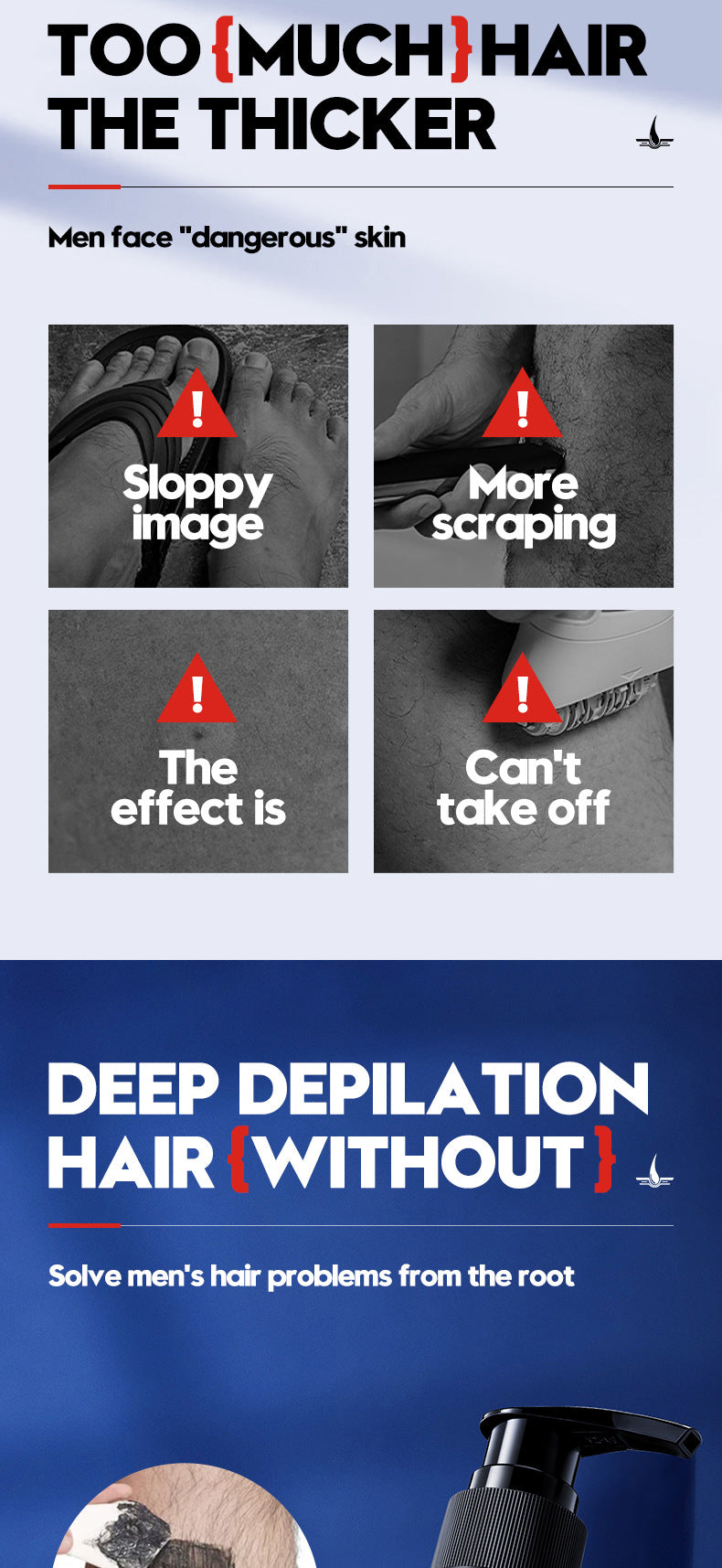 Men's Smooth Hair Removal Cream SADOER Non-irritating Underarm Body Hair Removal Cream Cross-Border Wholesale