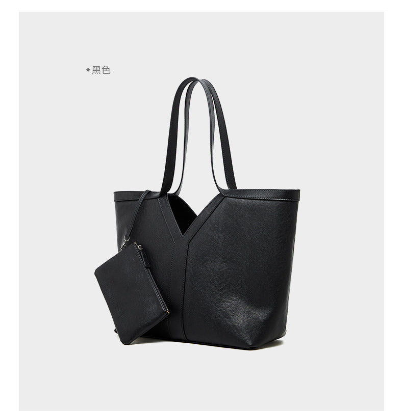 Minimalist Korean Style Tote Bag Shoulder Bag Versatile Large Capacity Women's Bag Underarm Bag Light Luxury Fashion Handbag Cowhide