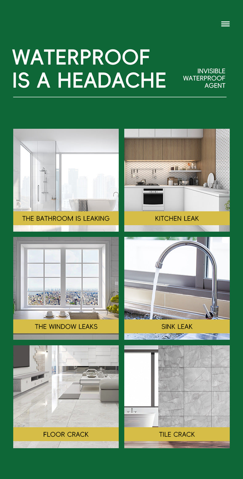Waterproof Material Transparent Waterproof Glue Bathroom Waterproof Coating No-Brick Smashing Glue Acrylic Invisible Waterproof Agent