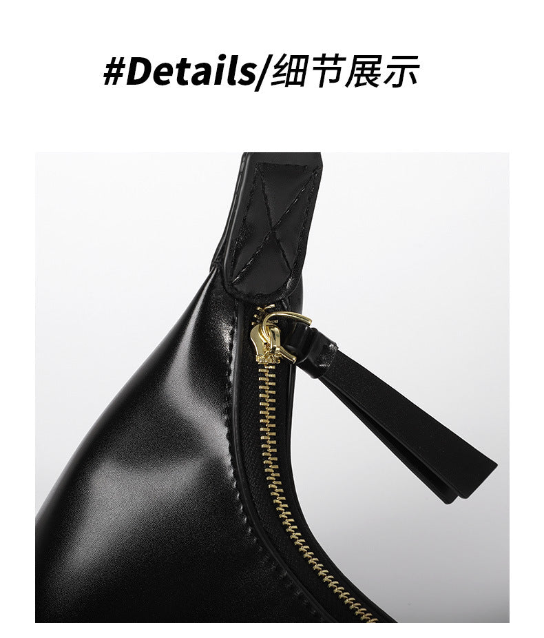 Factory2024New Fashion Retro Soft Leather Underarm Bag Niche Design Simple Single Shoulder Commuter Bag