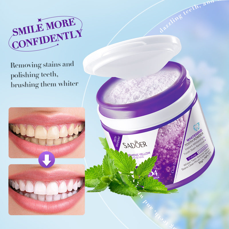 Full English V34Toothpowder50g SADOER Whitening Deep Cleaning Whitening Teeth Cleaning Powder  Foreign Trade Wholesale