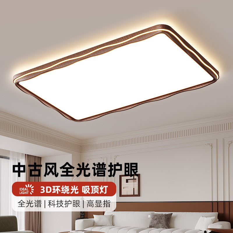 Living Room Main Light New Chinese Style Mid-century Elegant Zhongshan Lighting Whole House2025New Walnut Ceiling Light